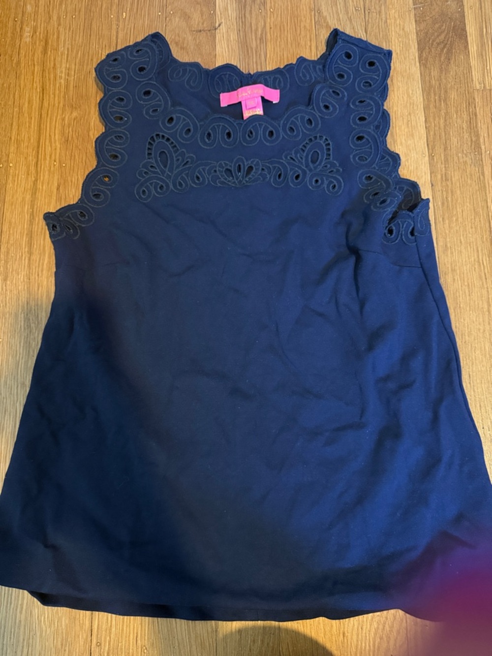 Lilly Pulitzer Navy Eyelet-Trim Sleeveless Tank